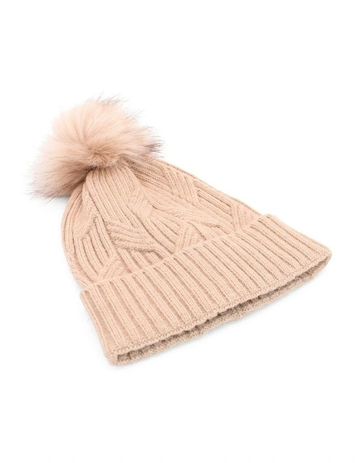 Miranda Cable Knit Beanie in Blush Pink image 2