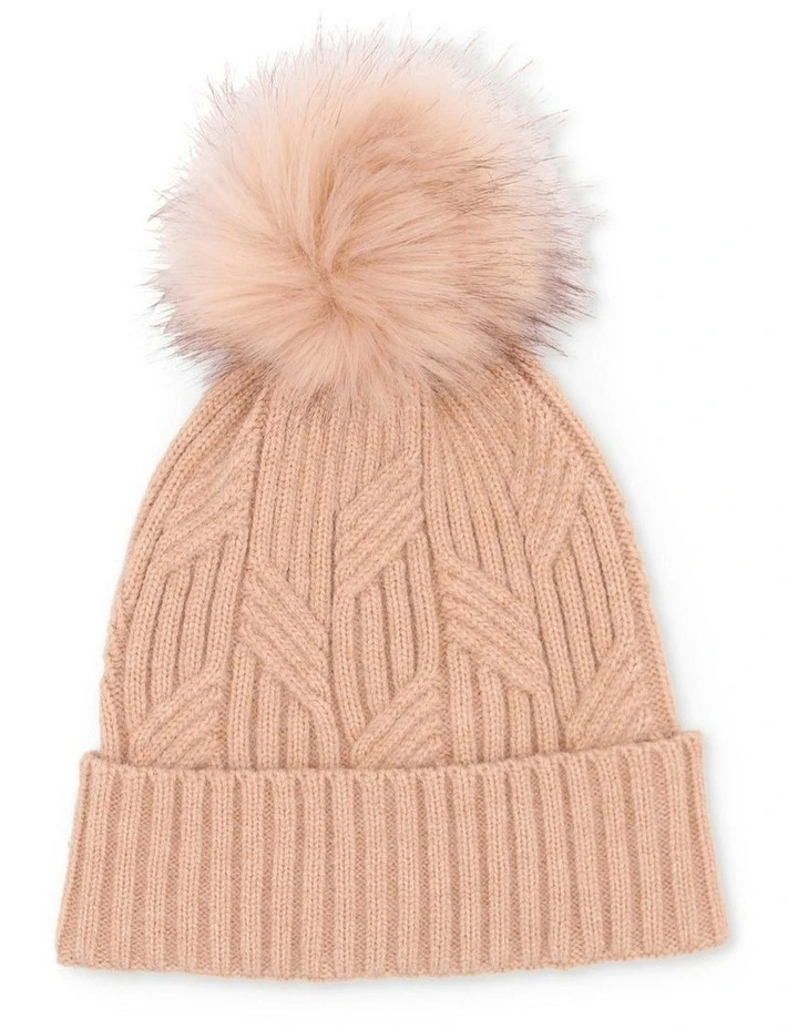 Miranda Cable Knit Beanie in Blush Pink image 4