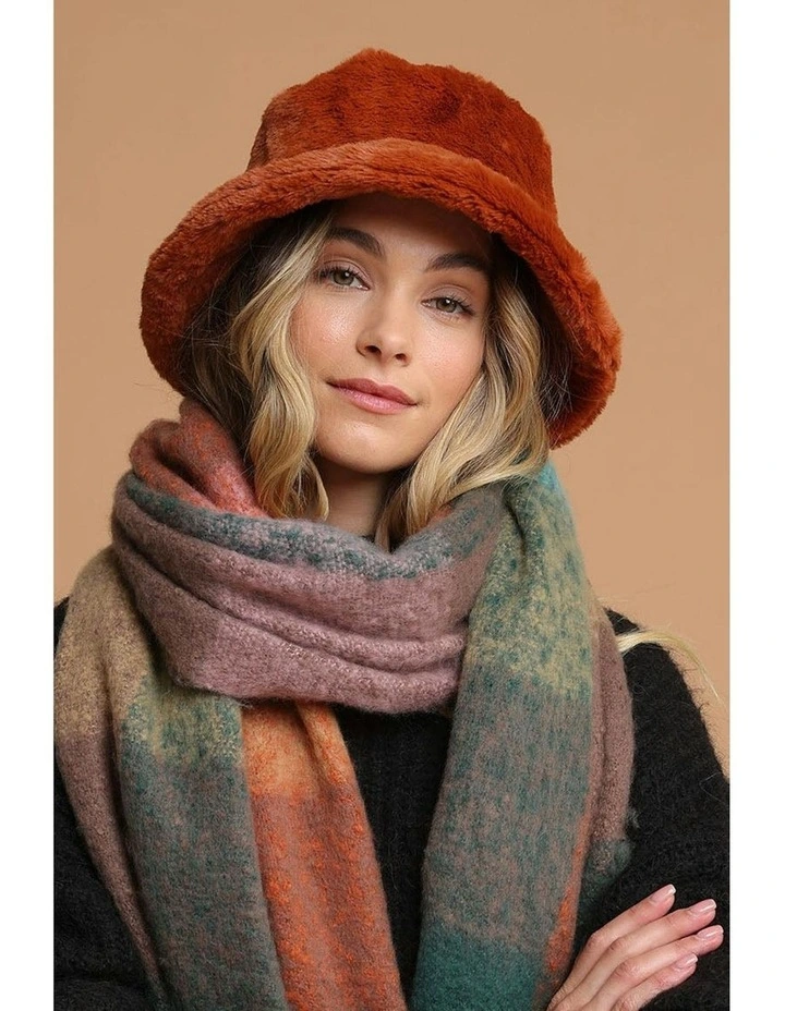 Carla Faux Fur Bucket Hat in Brown image 2