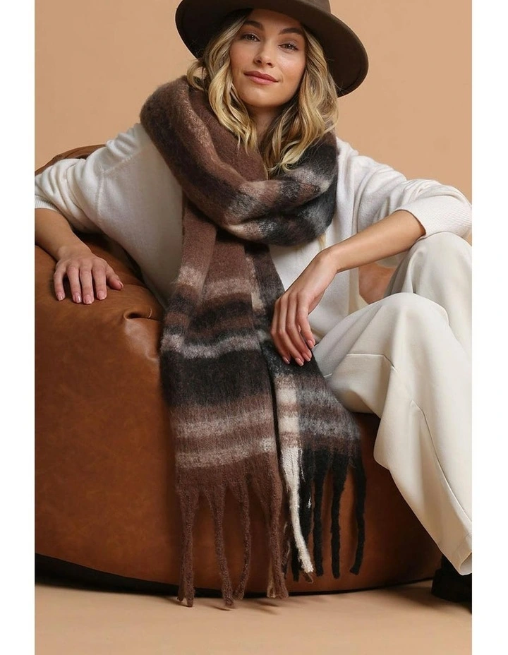 Jessica Woven Check Scarf in Brown image 5