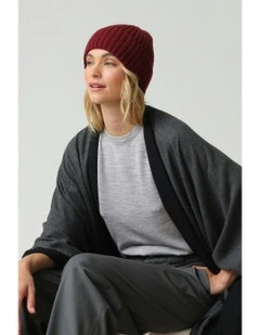 Mia Wool-Blend Beanie in Burgundy Red