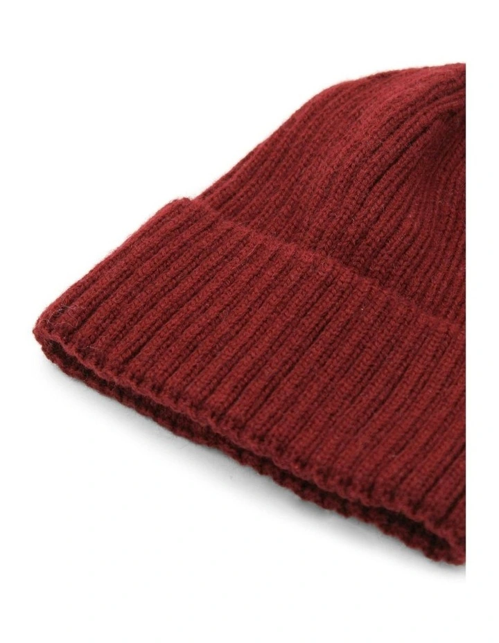 Mia Wool-Blend Beanie in Burgundy Red image 5