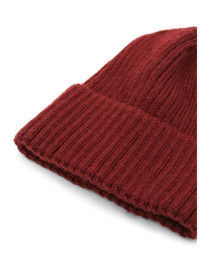 Mia Wool-Blend Beanie in Burgundy Red image 5
