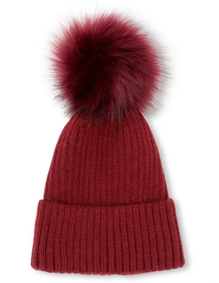 Valentine Wool-Blend Beanie in Burgundy Red image 4