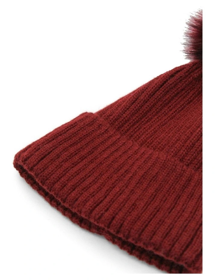 Valentine Wool-Blend Beanie in Burgundy Red image 5