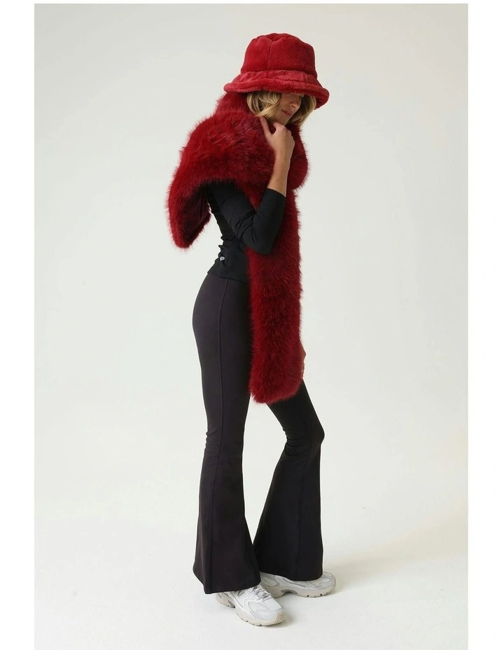 Carla Faux Fur Bucket Hat in Burgundy Red image 4