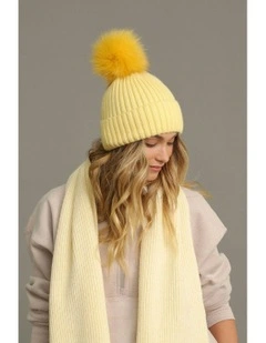 Valentine Wool-Blend Beanie in Butter Yellow