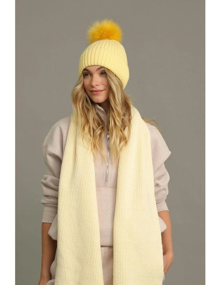 Valentine Wool-Blend Beanie in Butter Yellow image 5