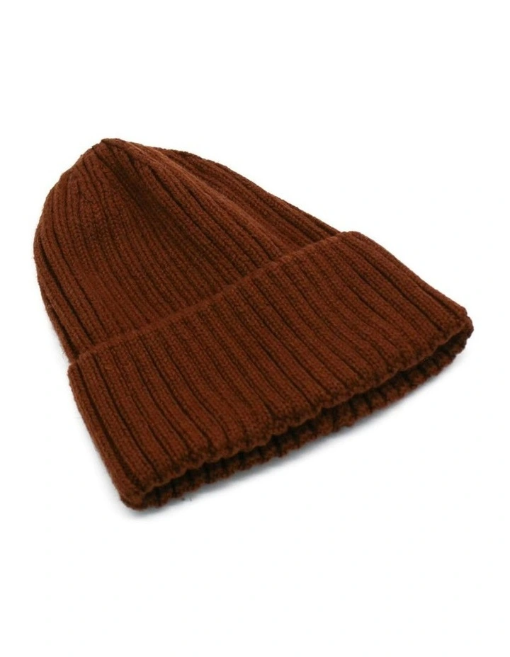 Mia Wool-Blend Beanie in Chocolate Brown image 2