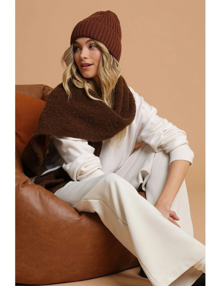 Mia Wool-Blend Beanie in Chocolate Brown image 3