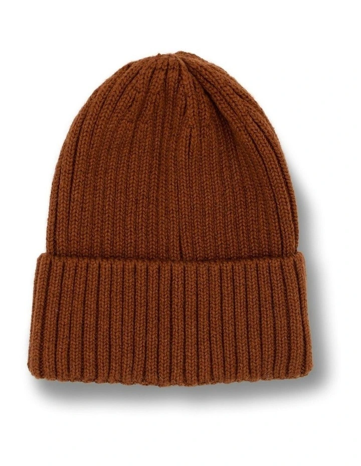 Mia Wool-Blend Beanie in Chocolate Brown image 4