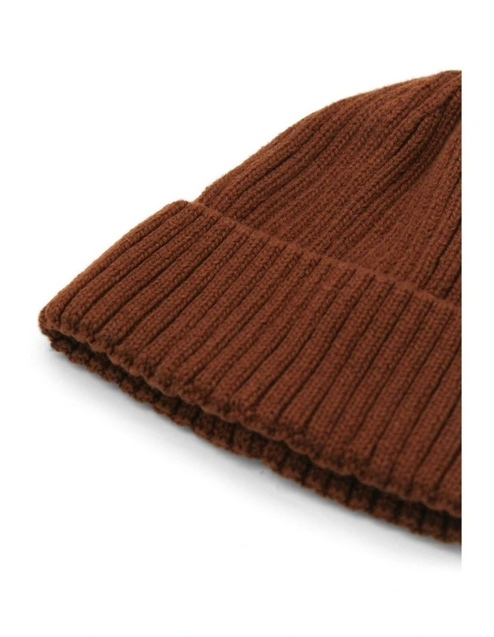 Mia Wool-Blend Beanie in Chocolate Brown image 5