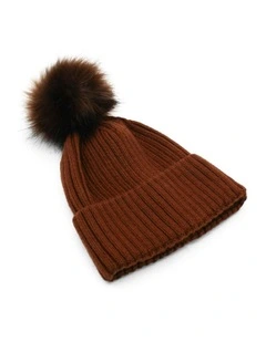 Valentine Wool-Blend Beanie in Chocolate Brown