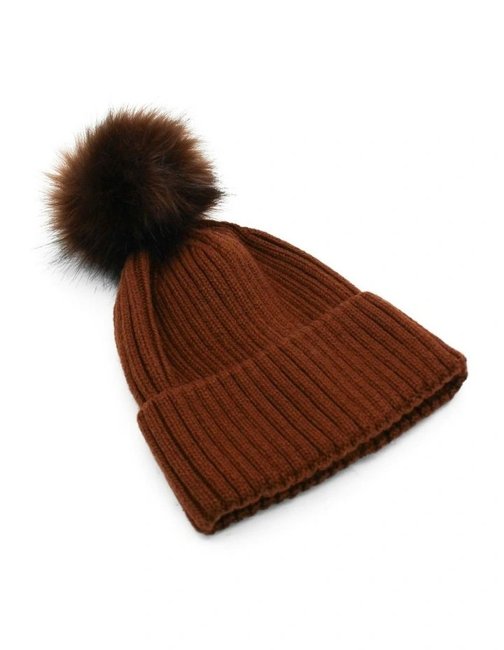 Valentine Wool-Blend Beanie in Chocolate Brown image 2