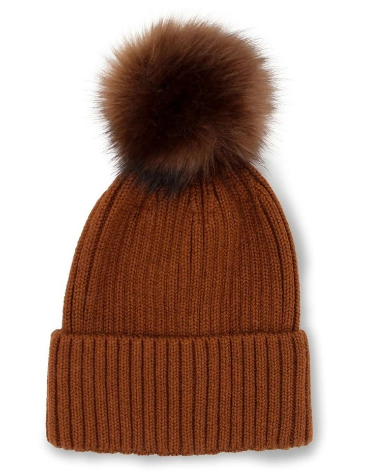 Valentine Wool-Blend Beanie in Chocolate Brown image 3