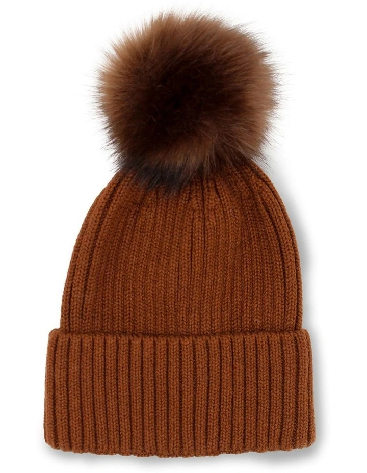 Valentine Wool-Blend Beanie in Chocolate Brown image 4