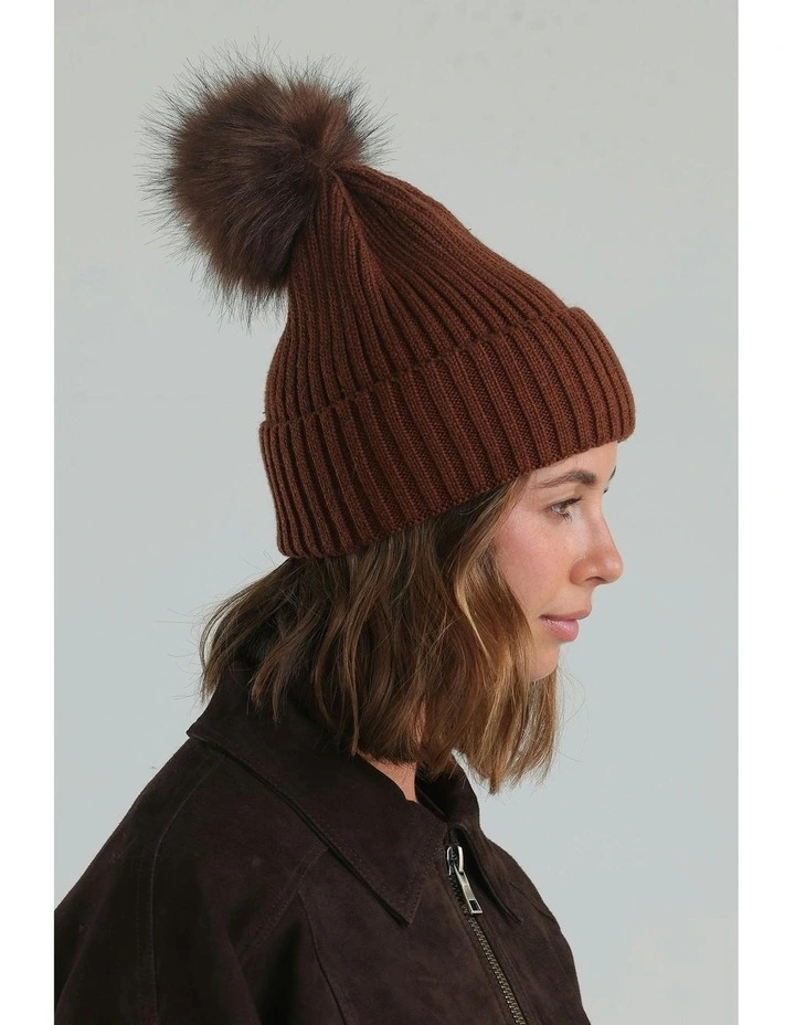 Valentine Wool-Blend Beanie in Chocolate Brown image 5