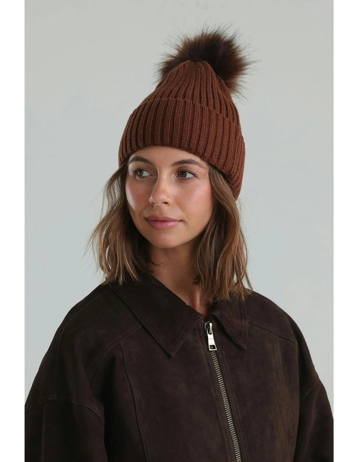 Valentine Wool-Blend Beanie in Chocolate Brown image 7