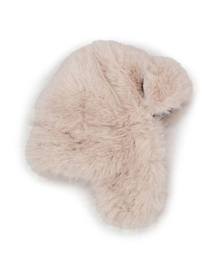 Zoe Faux Fur Trapper Hat in Cream image 1