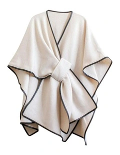 Jane Bias-Edged Poncho in Cream