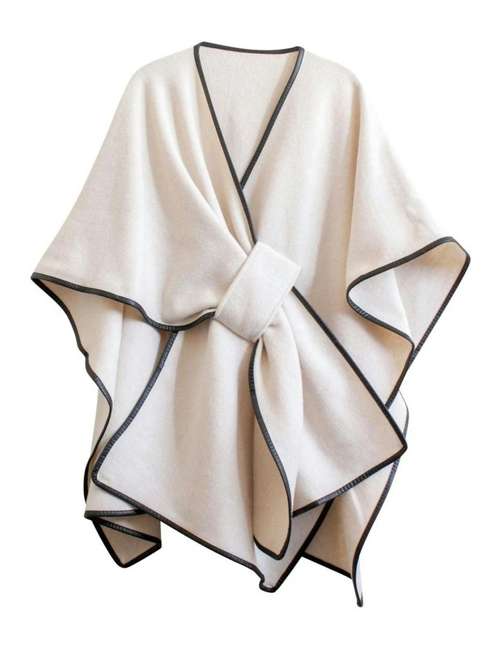 Jane Bias-Edged Poncho in Cream image 1