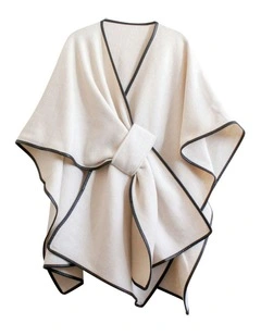 Jane Bias-Edged Poncho in Cream