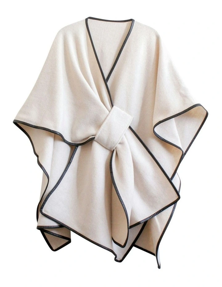 Jane Bias-Edged Poncho in Cream image 1