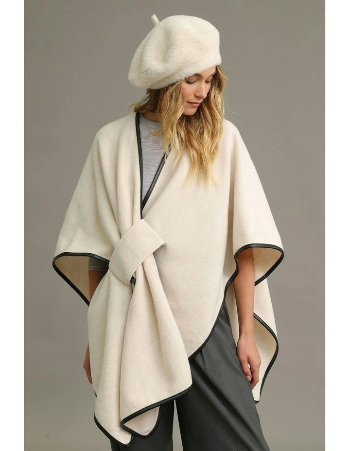 Jane Bias-Edged Poncho in Cream image 2