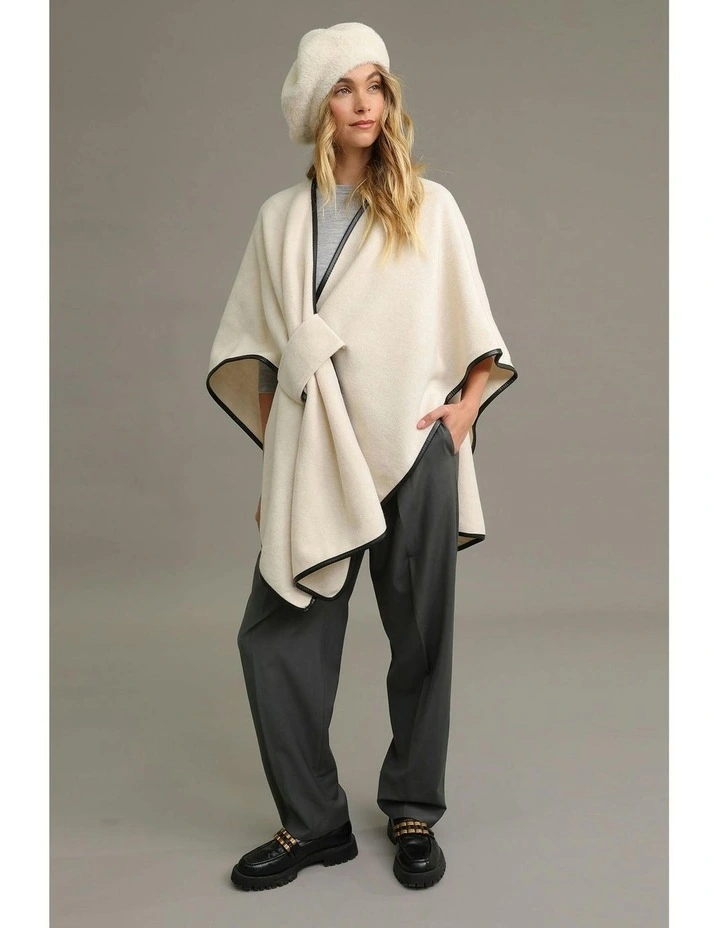 Jane Bias-Edged Poncho in Cream image 3