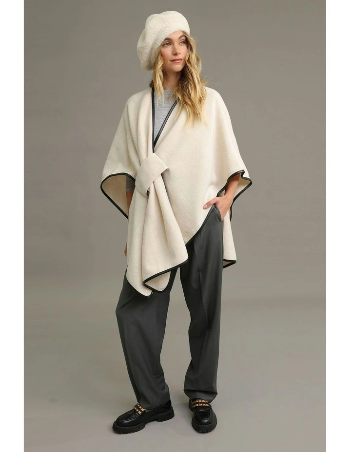Jane Bias-Edged Poncho in Cream image 4
