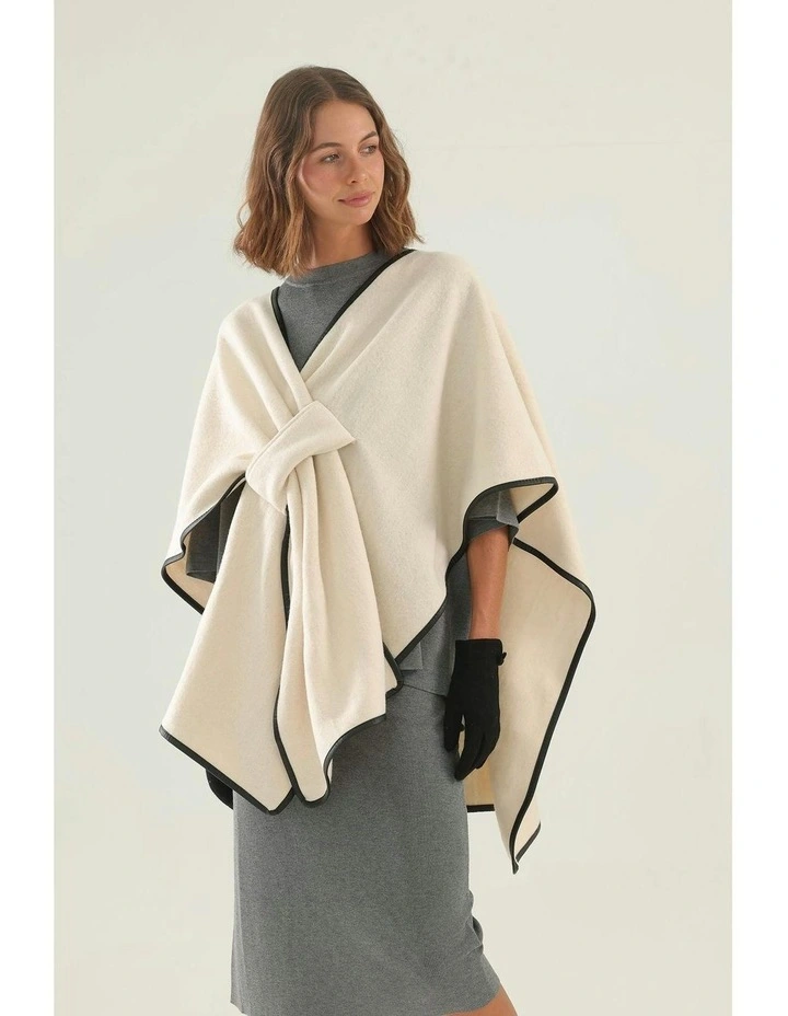 Jane Bias-Edged Poncho in Cream image 5