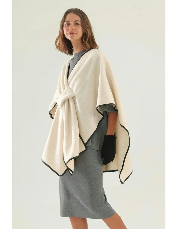 Jane Bias-Edged Poncho in Cream image 6