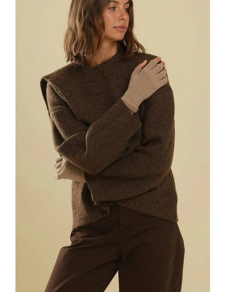 Jaylah Knitted Fingerless Gloves in Cream image 5