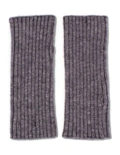Asha Rib Knit Fingerless Gloves in Grey