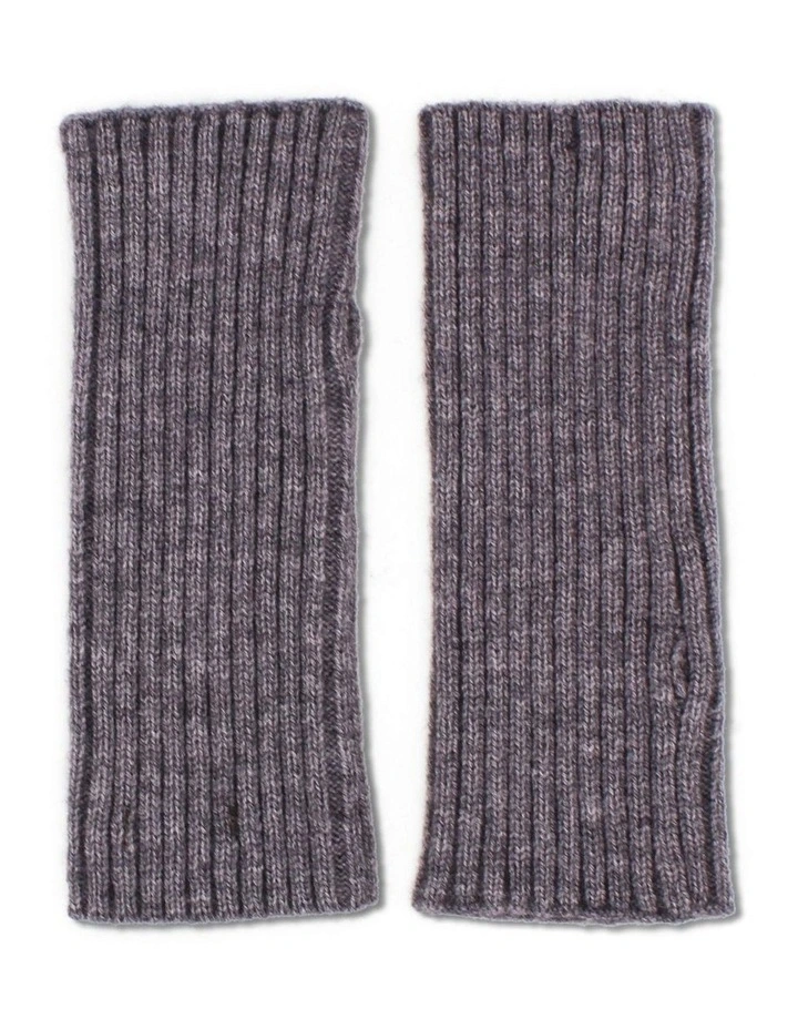 Asha Rib Knit Fingerless Gloves in Grey image 1