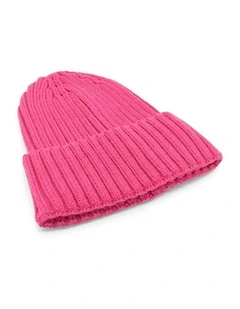 Mia Wool-Blend Beanie in Hot Pink