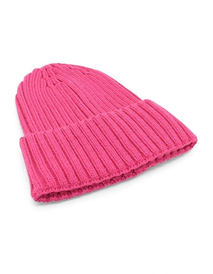 Mia Wool-Blend Beanie in Hot Pink image 2