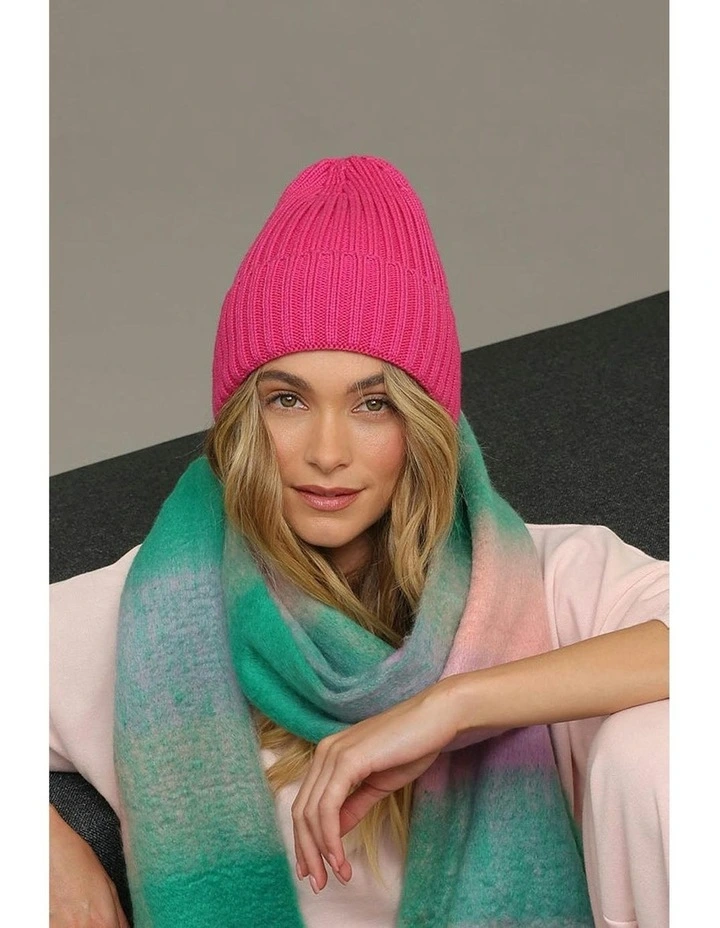 Mia Wool-Blend Beanie in Hot Pink image 2