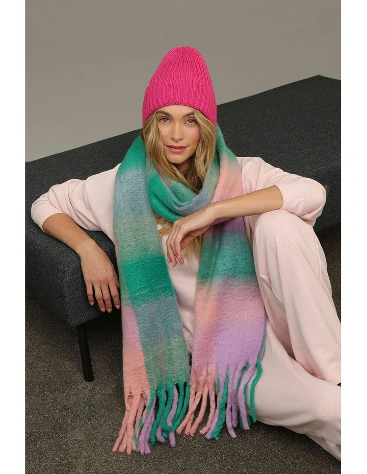 Mia Wool-Blend Beanie in Hot Pink image 3