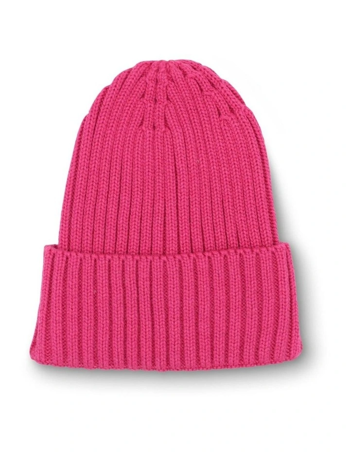Mia Wool-Blend Beanie in Hot Pink image 3