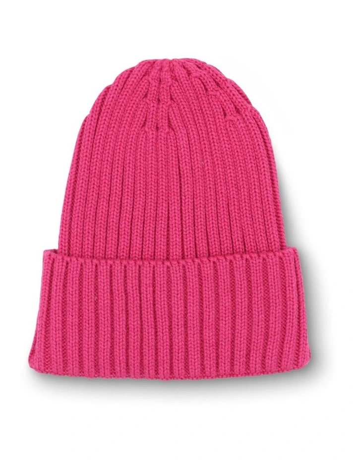 Mia Wool-Blend Beanie in Hot Pink image 4