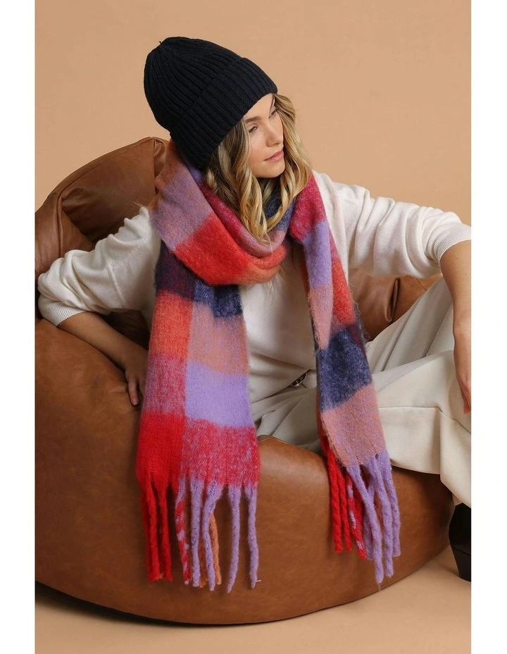 Emma Chunky Check Scarf in Peach image 2