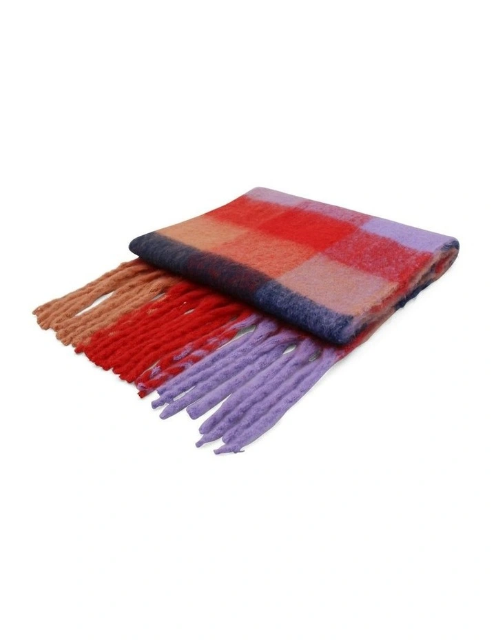 Emma Chunky Check Scarf in Peach image 3