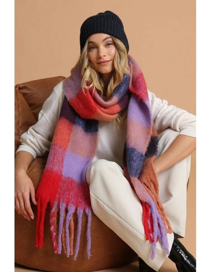 Emma Chunky Check Scarf in Peach image 4