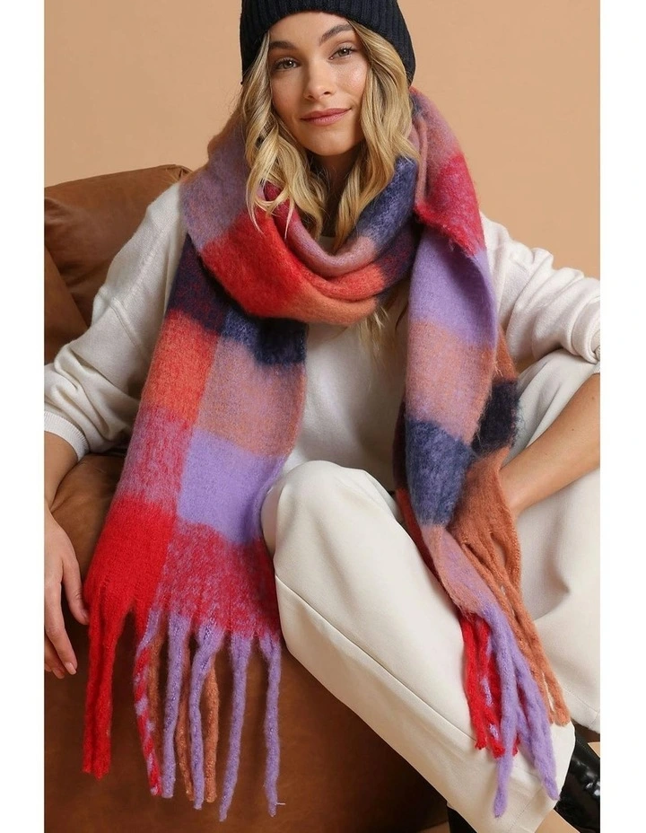 Emma Chunky Check Scarf in Peach image 5