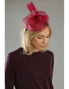 Elisa Fascinator in Burgundy Red