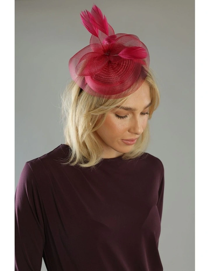 Elisa Fascinator in Burgundy Red image 1
