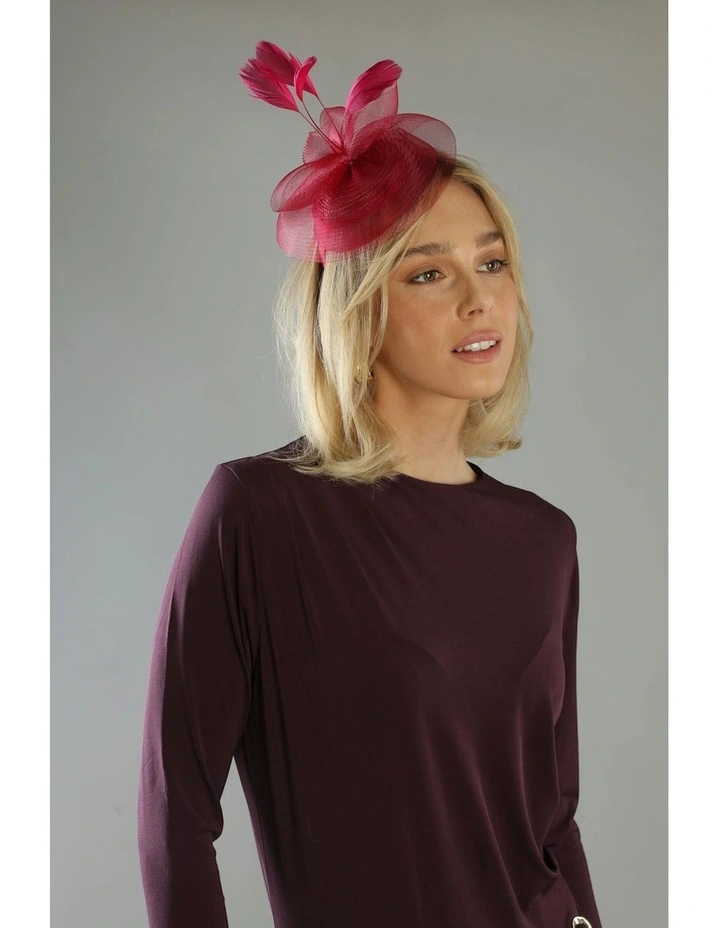 Elisa Fascinator in Burgundy Red image 3