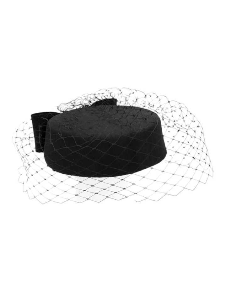 Jacqui Racewear Pillbox Hat in Black image 3