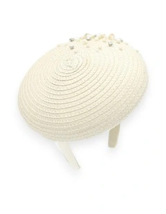 Zora Beret Fascinator in Beige
